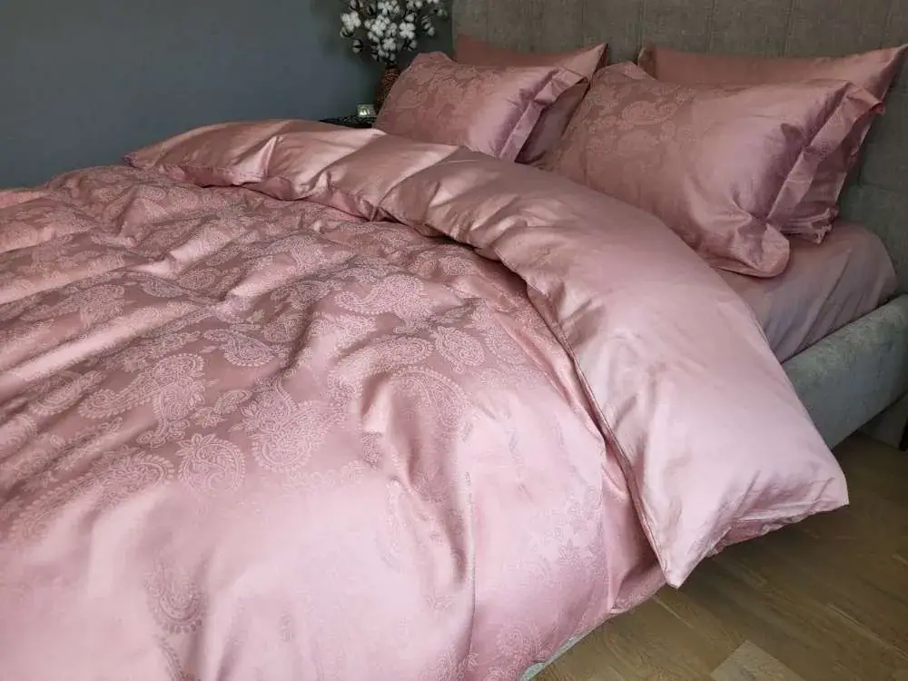 Премиальное постельное белье сатин Jacquard Paisley Powder (8)