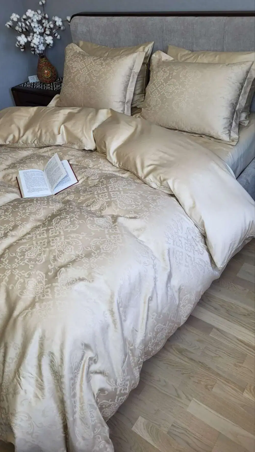Елітна постільна білизна Сатин JACQUARD, CASPE BEIGE (2)