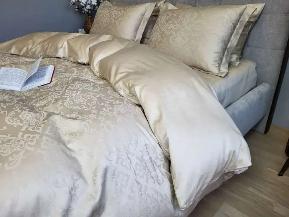 Елітна постільна білизна Сатин JACQUARD, CASPE BEIGE (8)