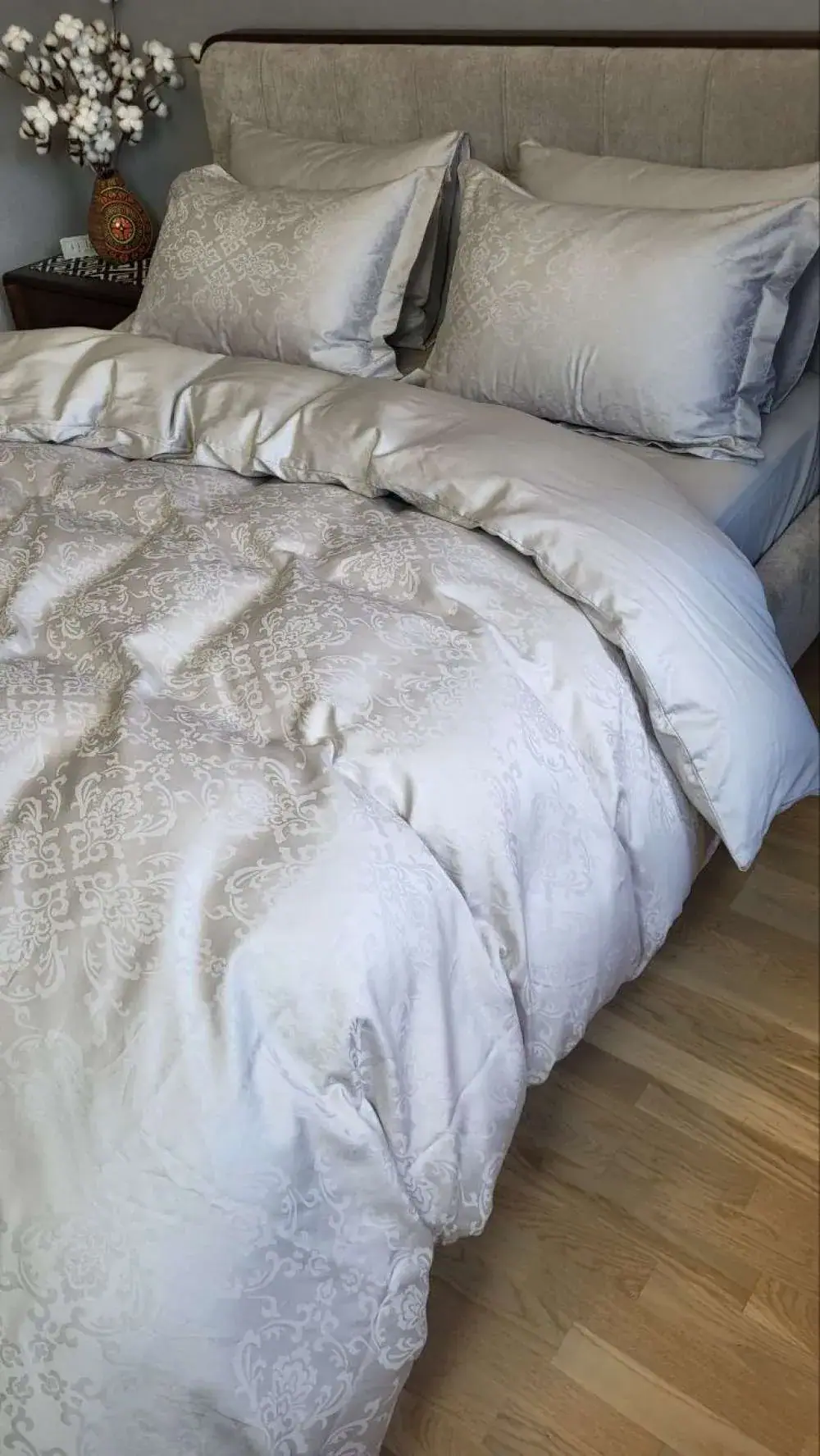 Елітна постільна білизна Сатин JACQUARD, CASPE GREY (4)
