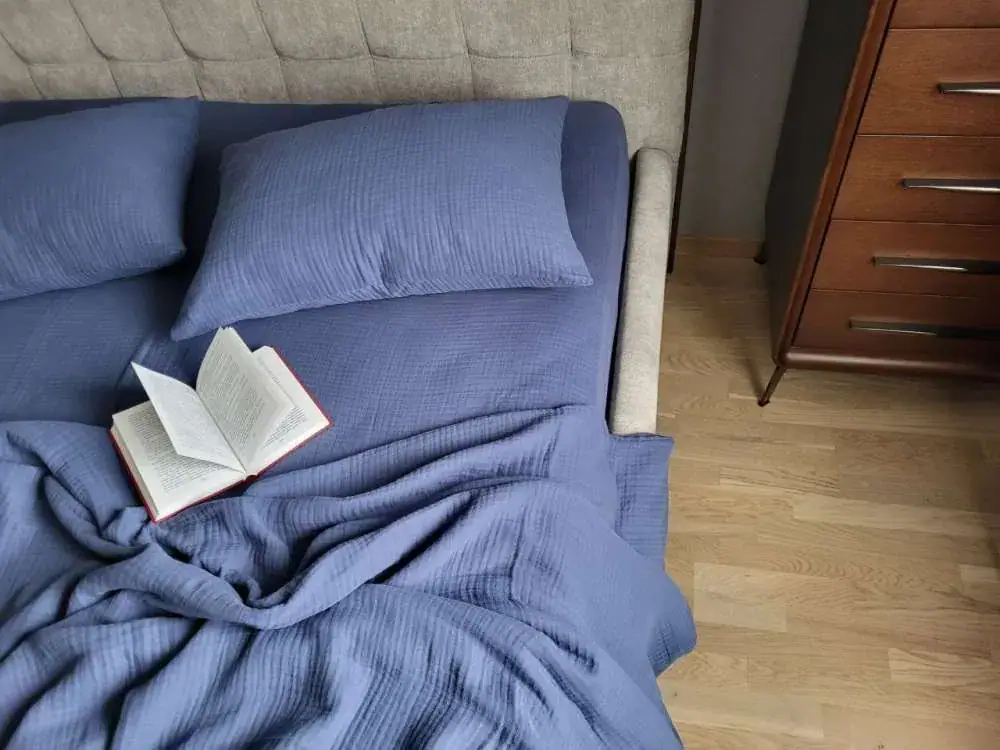 Элитный комплект постельного белья NAVY BLUE, MUSLIN (2)