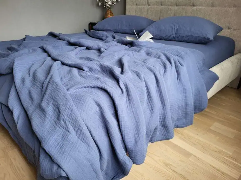 Элитный комплект постельного белья NAVY BLUE, MUSLIN (3)
