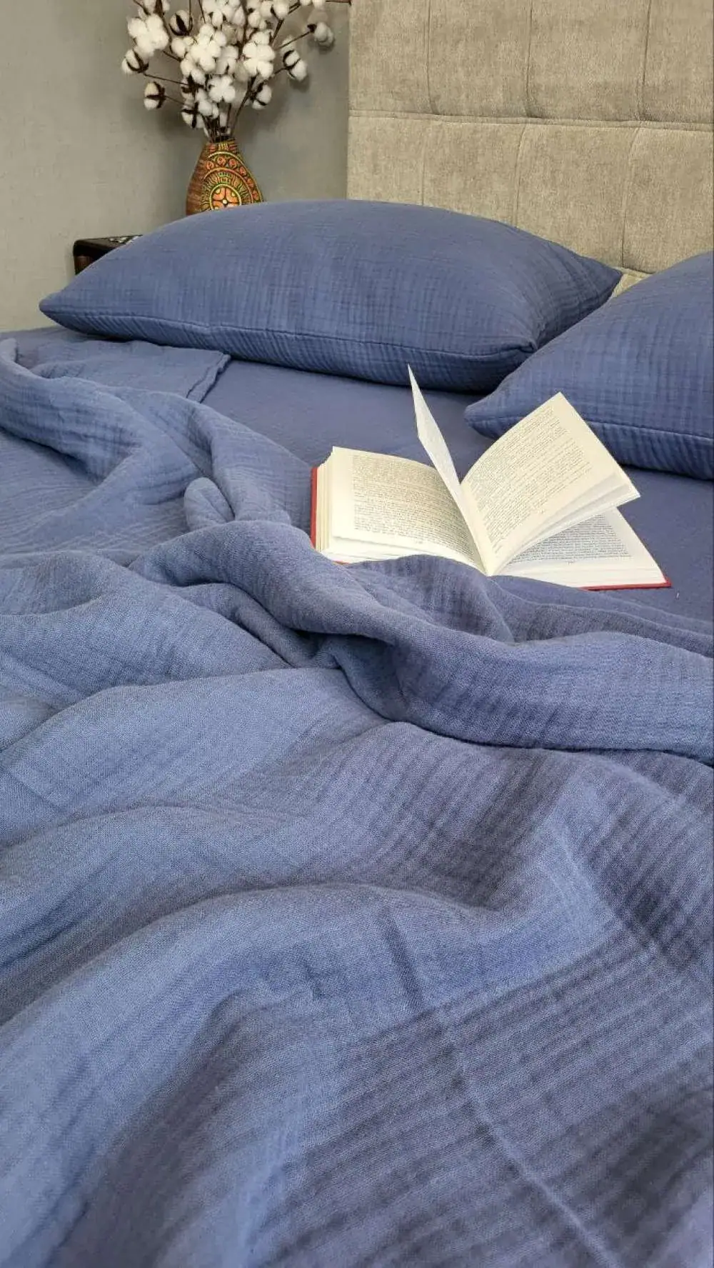 Элитный комплект постельного белья NAVY BLUE, MUSLIN (5)