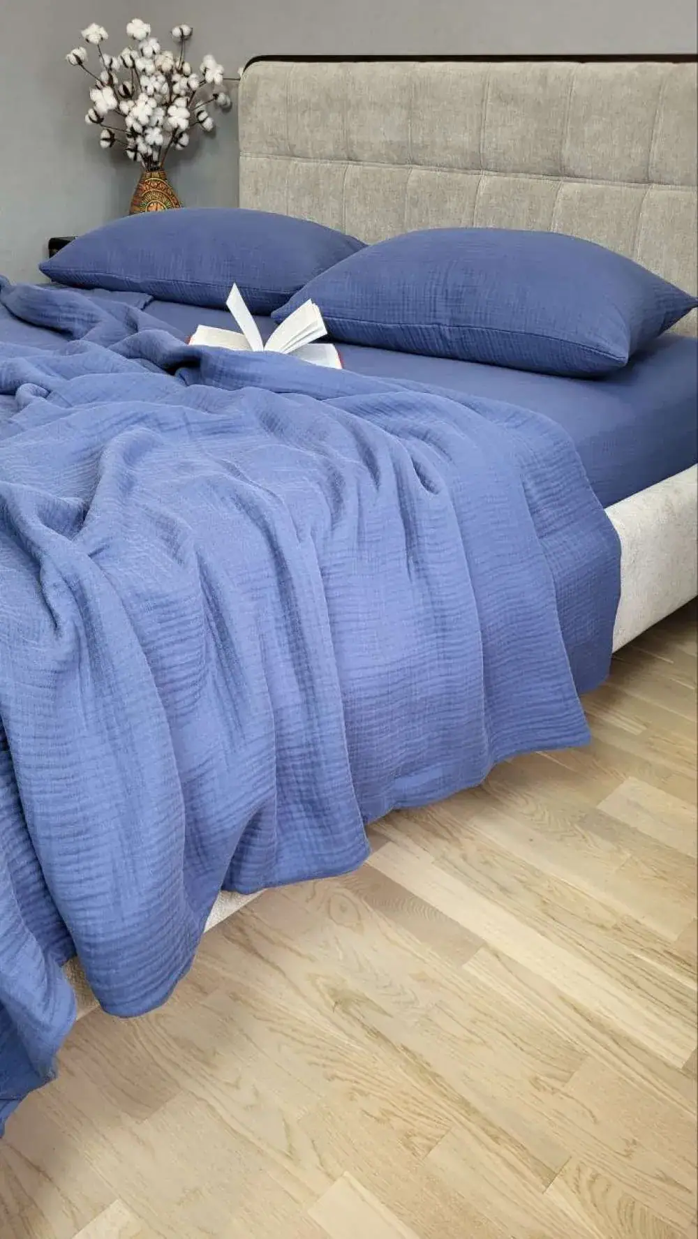 Элитный комплект постельного белья NAVY BLUE, MUSLIN (8)
