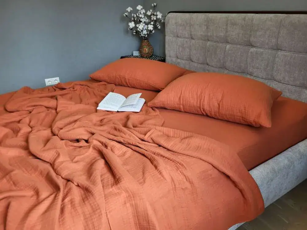 Елітна постільна білизна SHINE TERRACOTTA з мусліну (3)