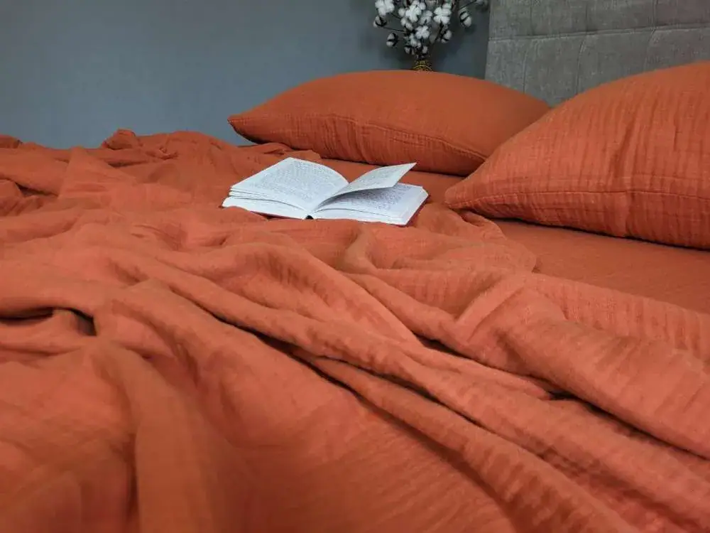 Елітна постільна білизна SHINE TERRACOTTA з мусліну (7)