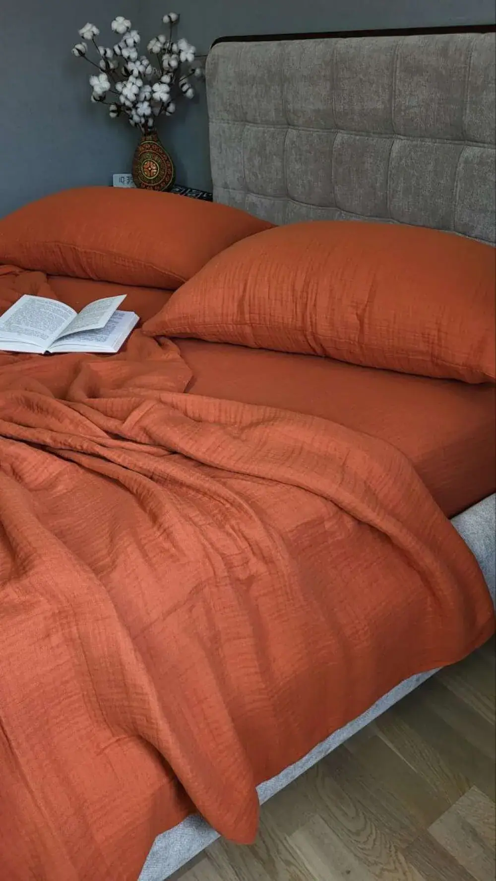 Елітна постільна білизна SHINE TERRACOTTA з мусліну (8)
