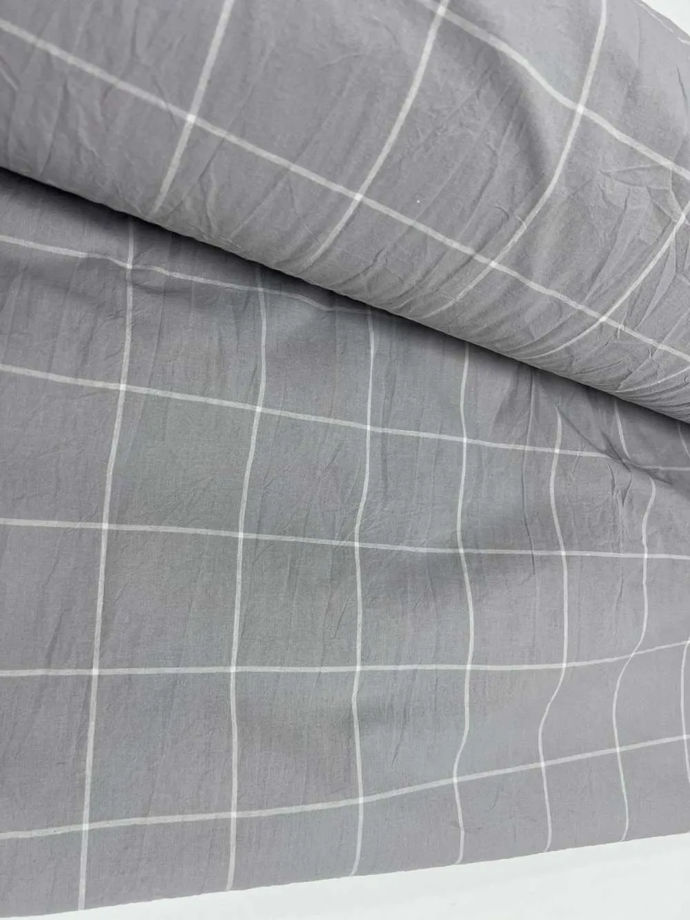 Комплект постельного белья Gray plaid из вареного хлопка (3)