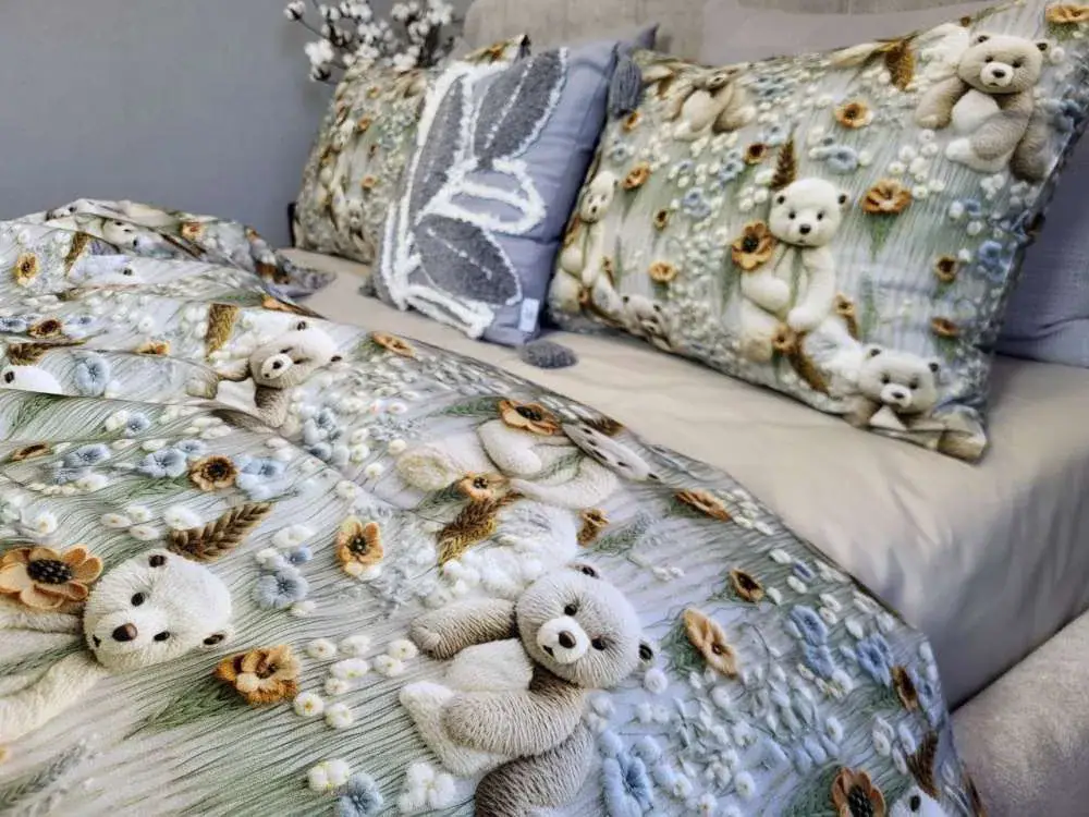 Комплект постільної білизни Ведмедики плюшеві беж, cotton 5D (2)