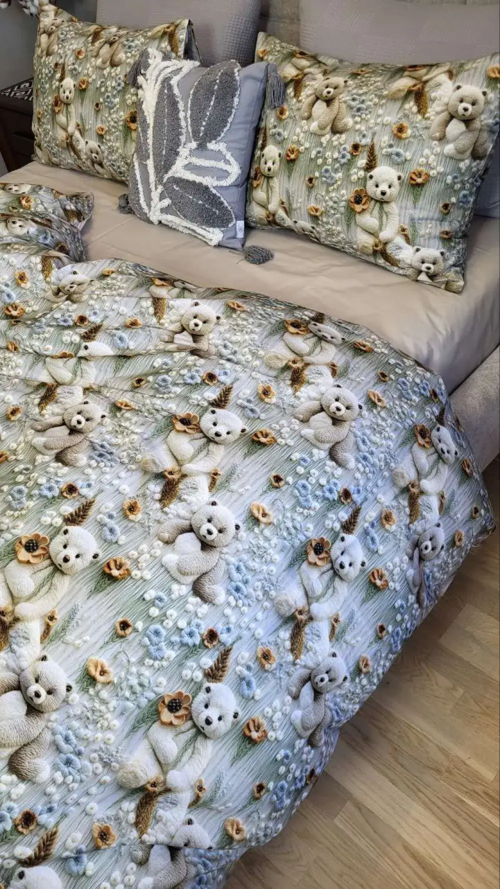 Комплект постільної білизни Ведмедики плюшеві беж, cotton 5D (5)