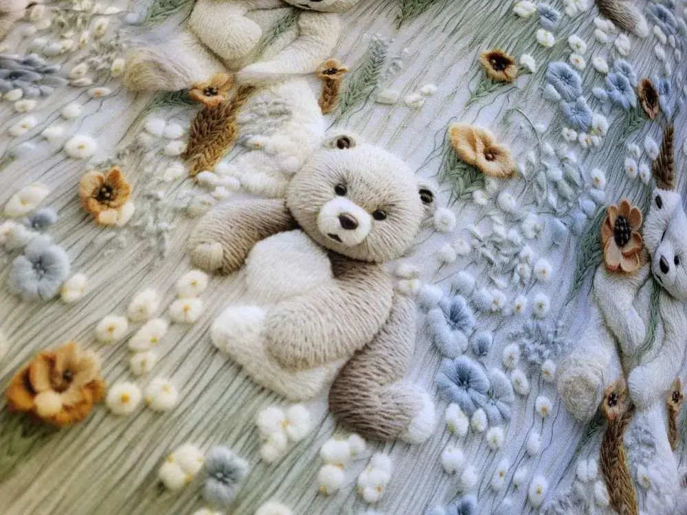 Комплект постільної білизни Ведмедики плюшеві беж, cotton 5D (6)