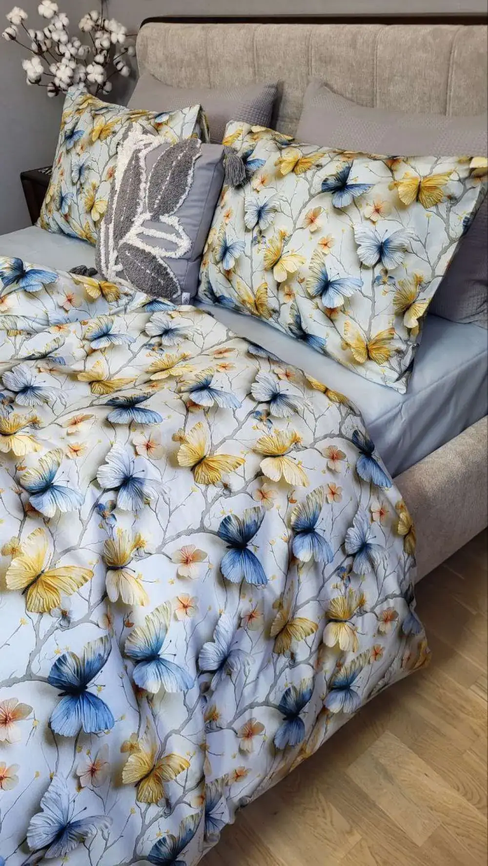 Елітний комплект постільної білизни Метелики, cotton 5D (2)