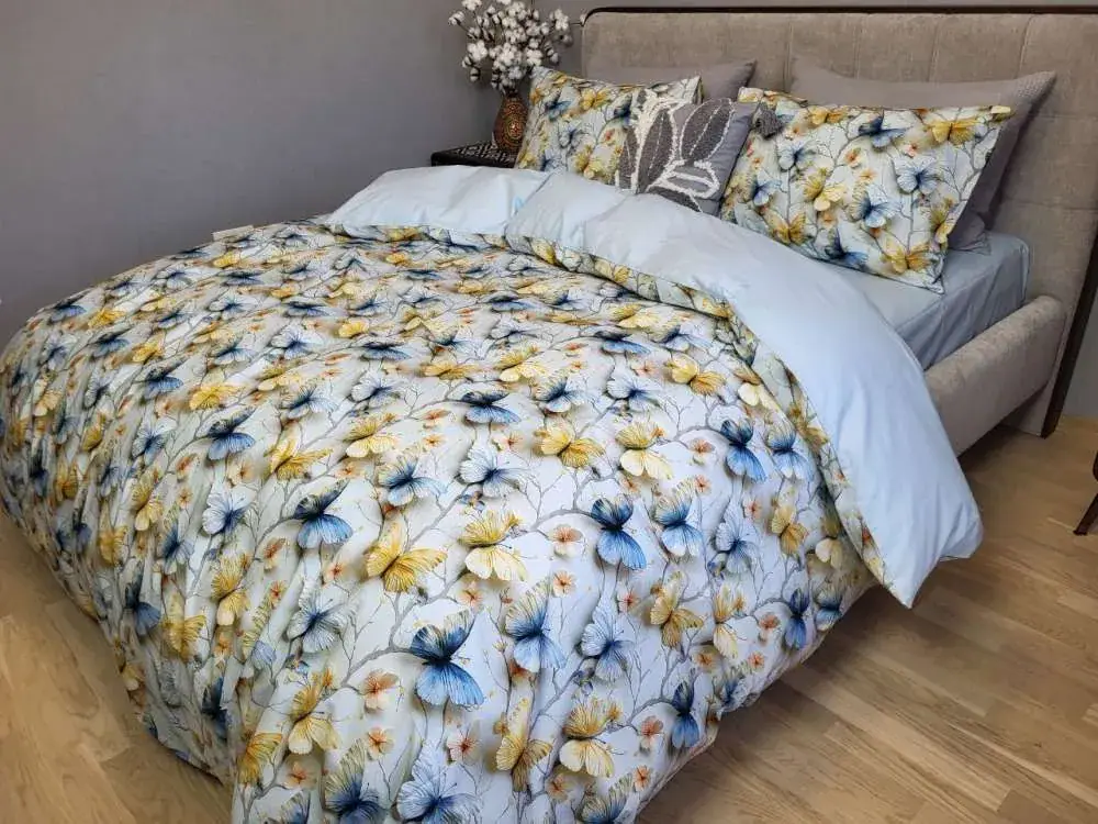 Елітний комплект постільної білизни Метелики, cotton 5D (3)