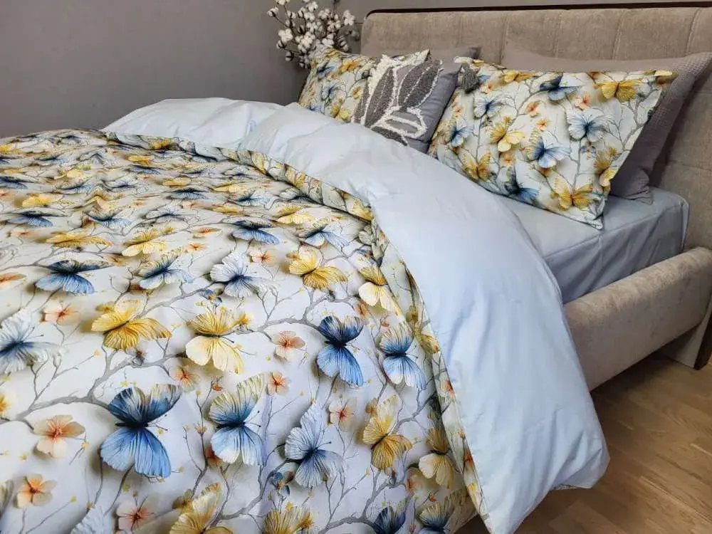 Елітний комплект постільної білизни Метелики, cotton 5D (4)