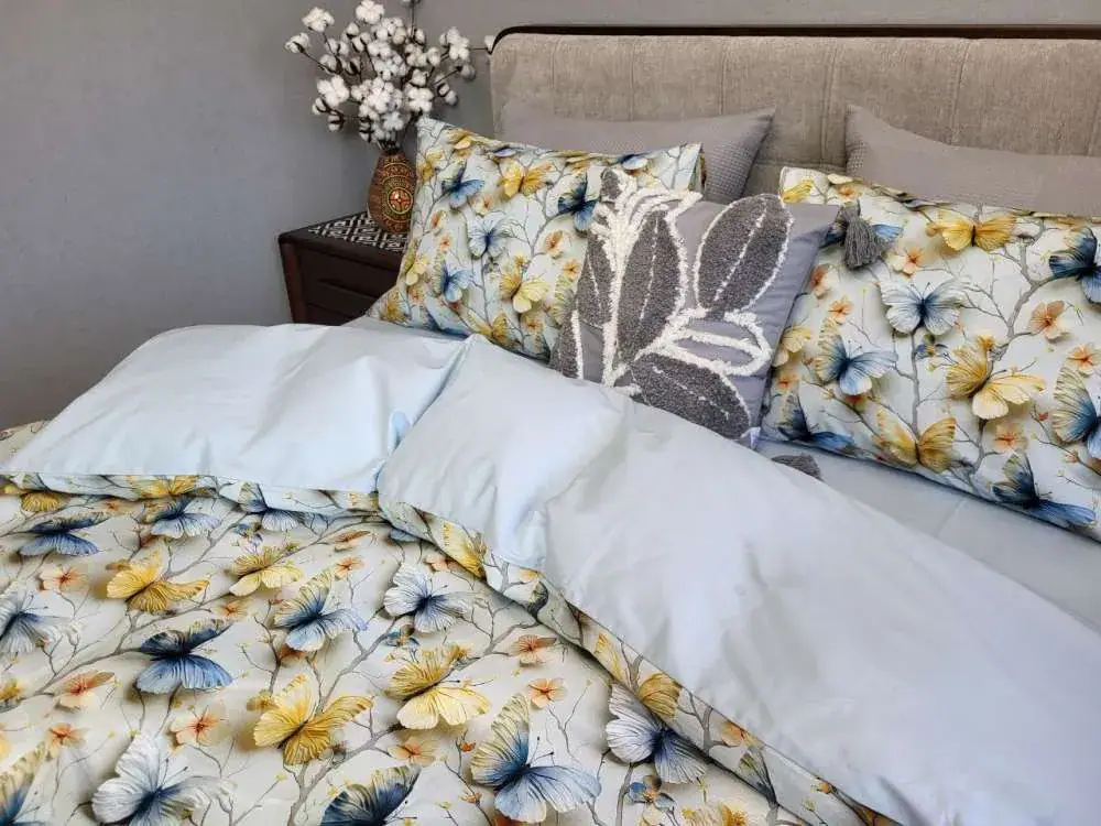Елітний комплект постільної білизни Метелики, cotton 5D (5)