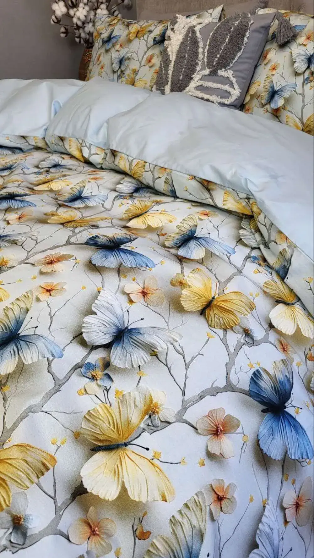 Елітний комплект постільної білизни Метелики, cotton 5D (7)