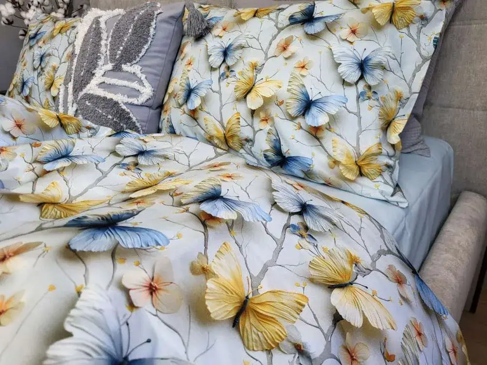 Елітний комплект постільної білизни Метелики, cotton 5D (8)