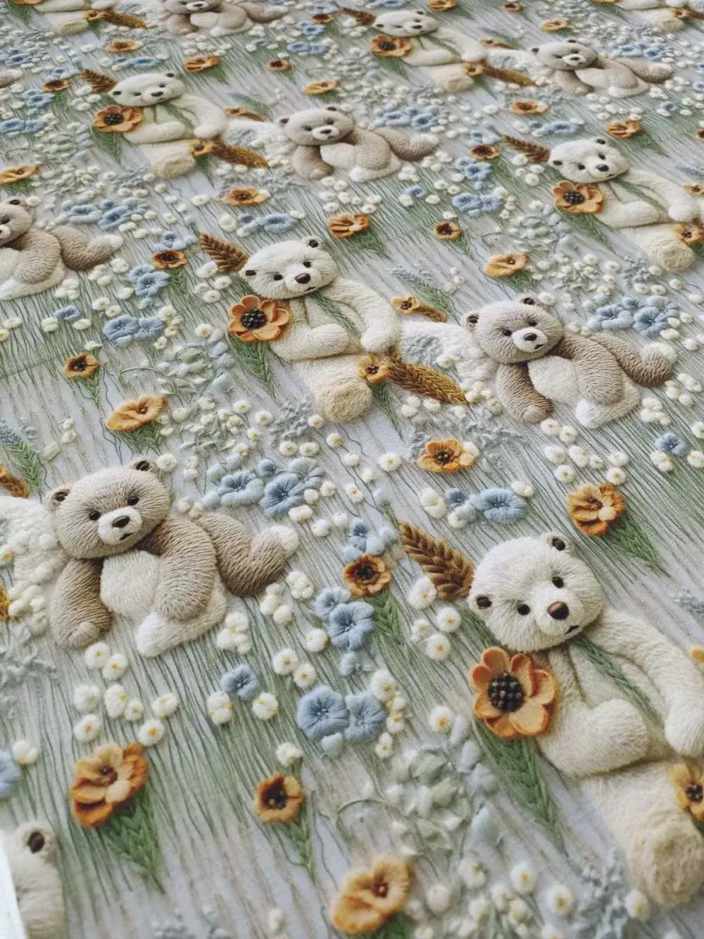 Комплект постільної білизни Digital Cotton 5D Ведмедики плюшеві молочні (6)