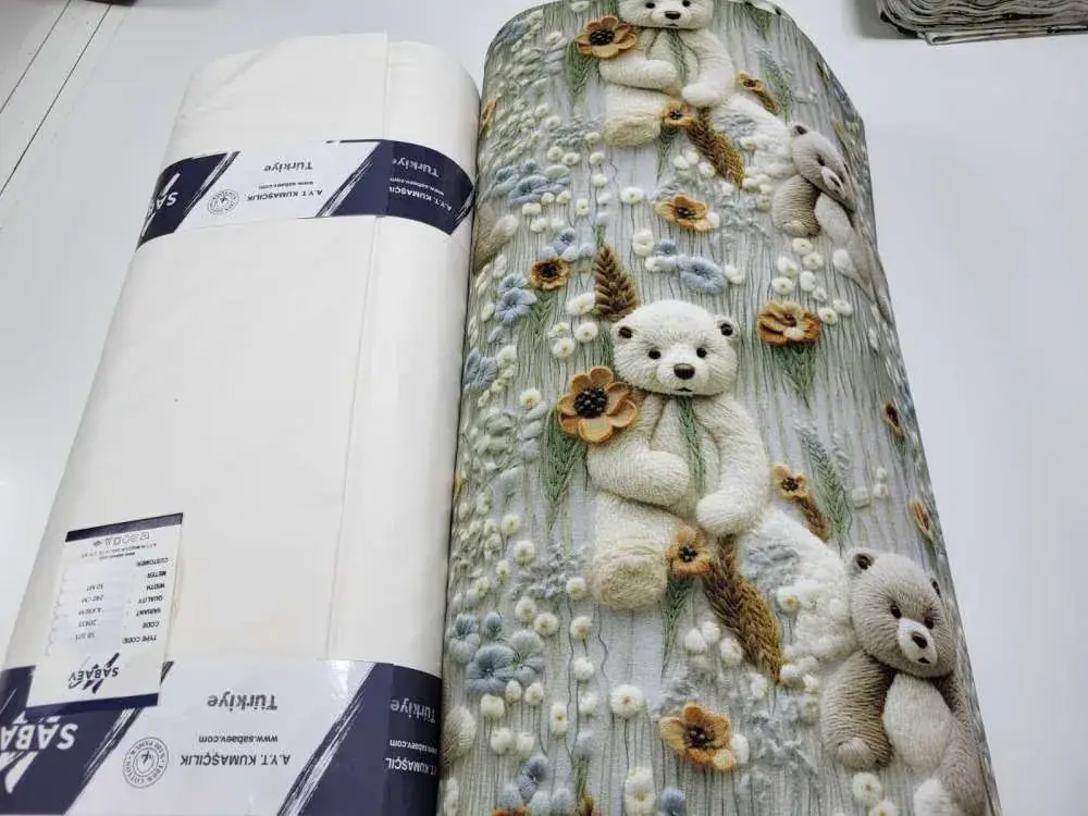 Комплект постільної білизни Digital Cotton 5D Ведмедики плюшеві молочні (7)