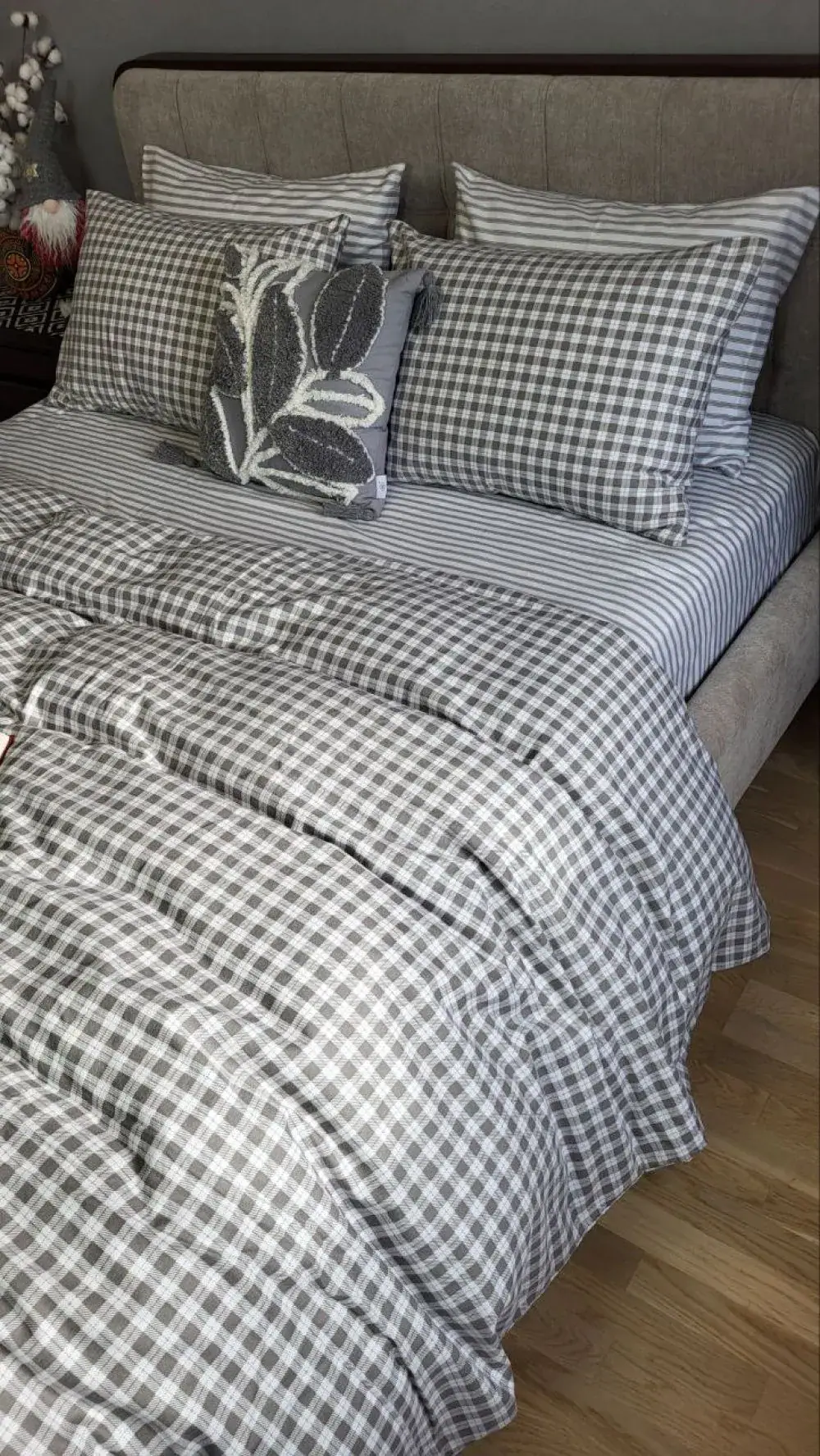 Комплект постільної білизни з фланелі Клітинка/смужка Turkish flannel наволочка 50x70см, підкладка двостороння (2)