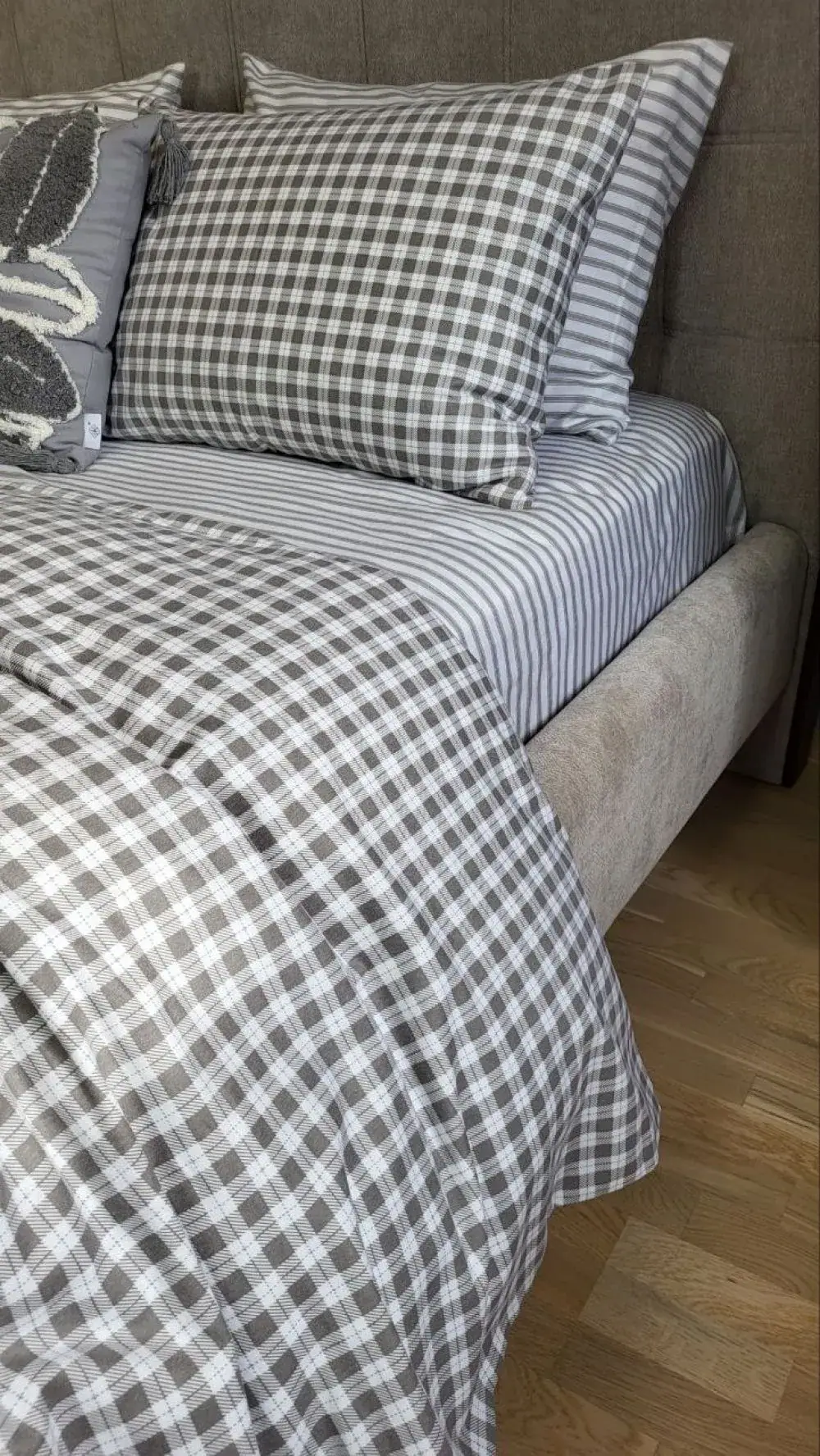 Комплект постільної білизни з фланелі Клітинка/смужка Turkish flannel наволочка 50x70см, підкладка двостороння (4)