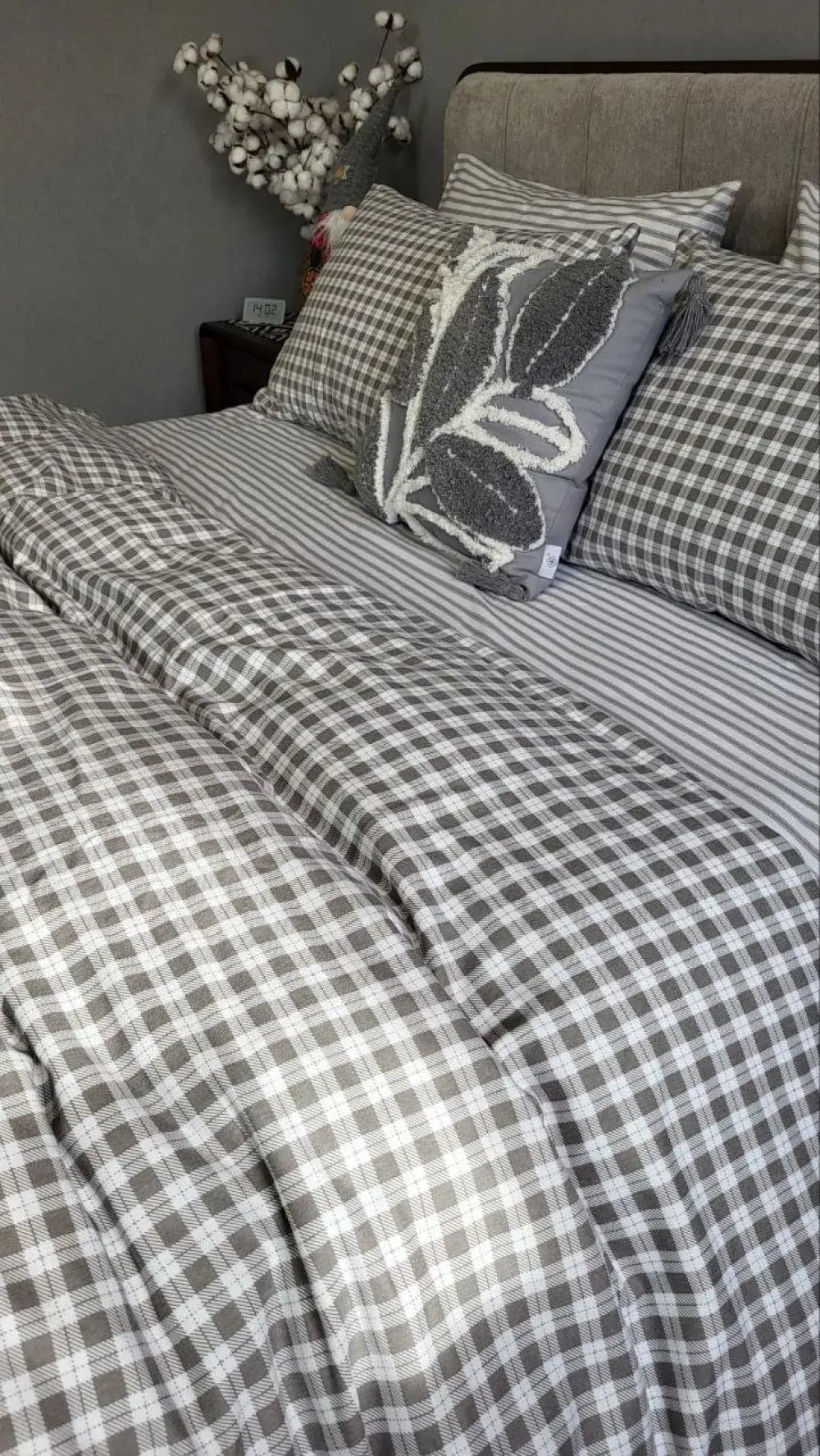 Комплект постільної білизни з фланелі Клітинка/смужка Turkish flannel наволочка 50x70см, підкладка двостороння (5)