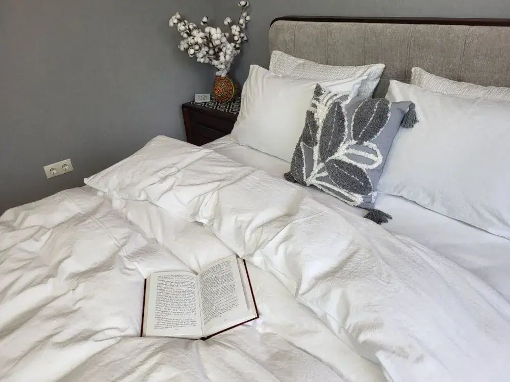 Елітний комплект постільної білизни White, LUXURY Washed (3)