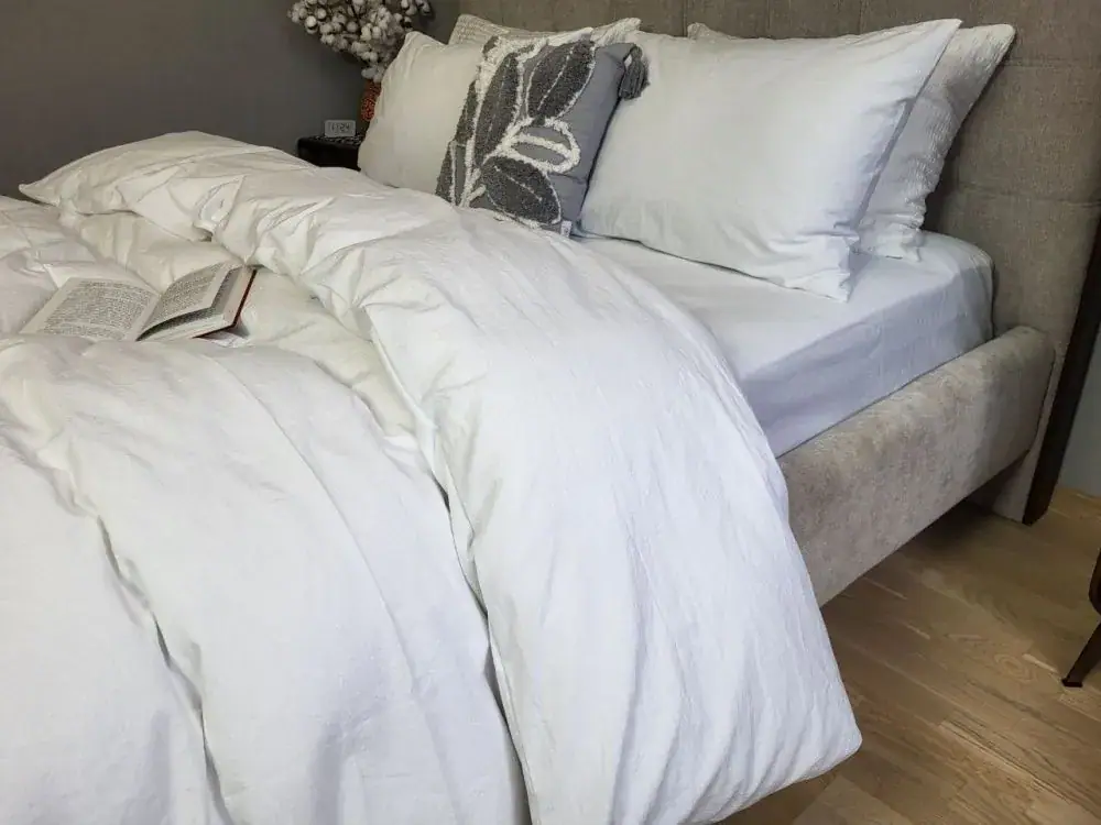 Елітний комплект постільної білизни White, LUXURY Washed (5)