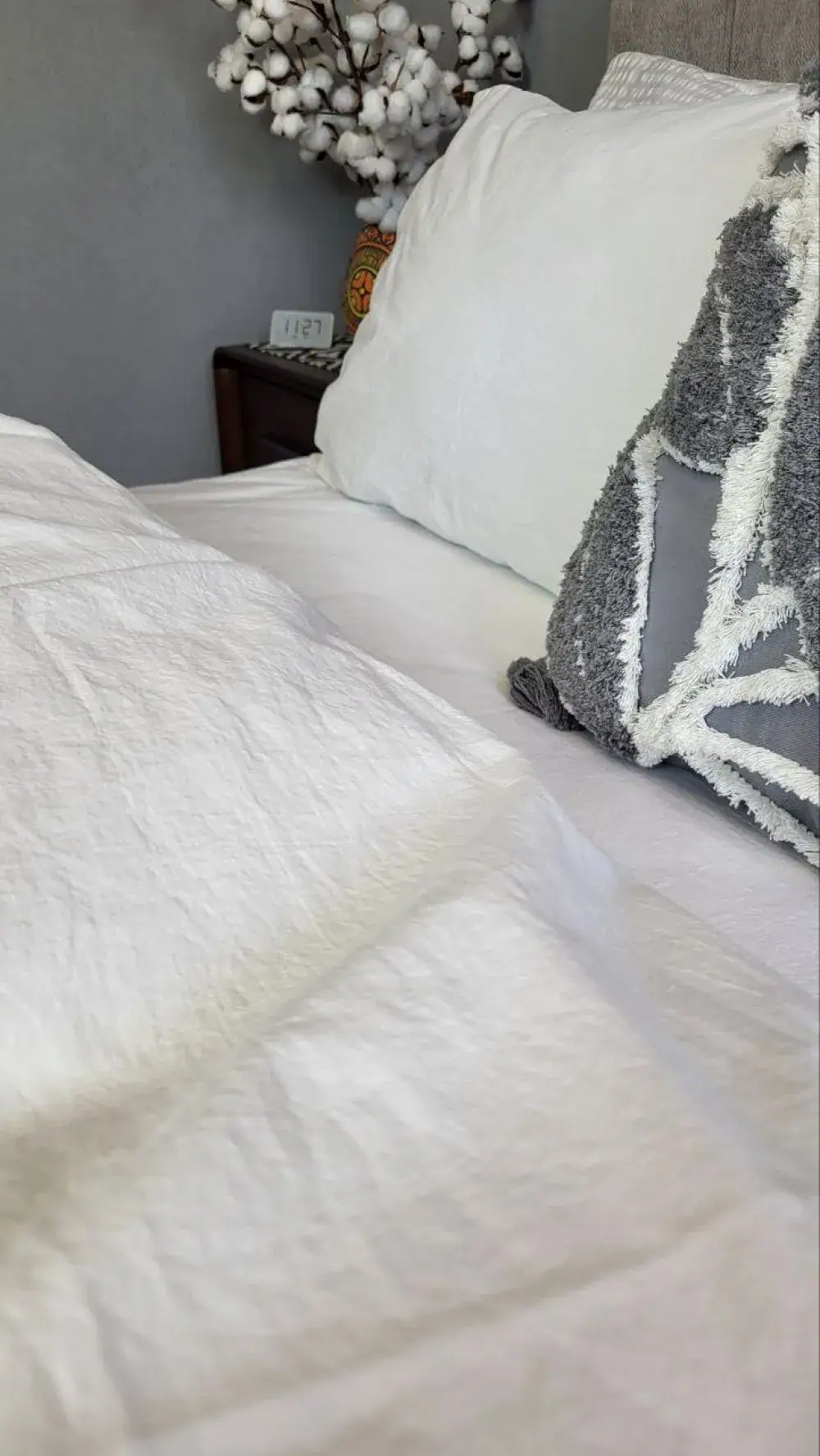 Елітний комплект постільної білизни White, LUXURY Washed (7)