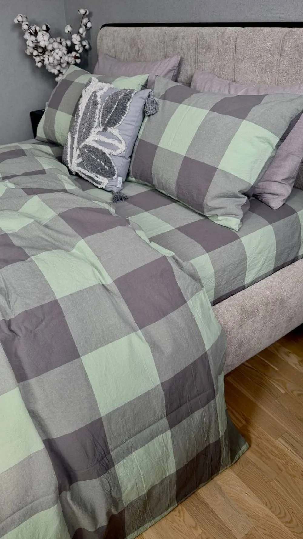 Комплект постельного белья Green Kilt из вареного хлопка (6)