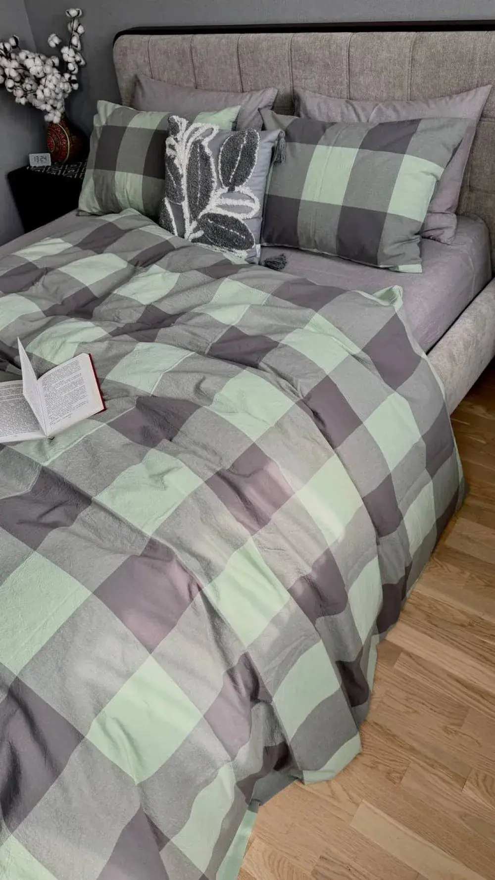 Комплект постільної білизни Green Kilt+Rock Gray з вареної бавовни (3)