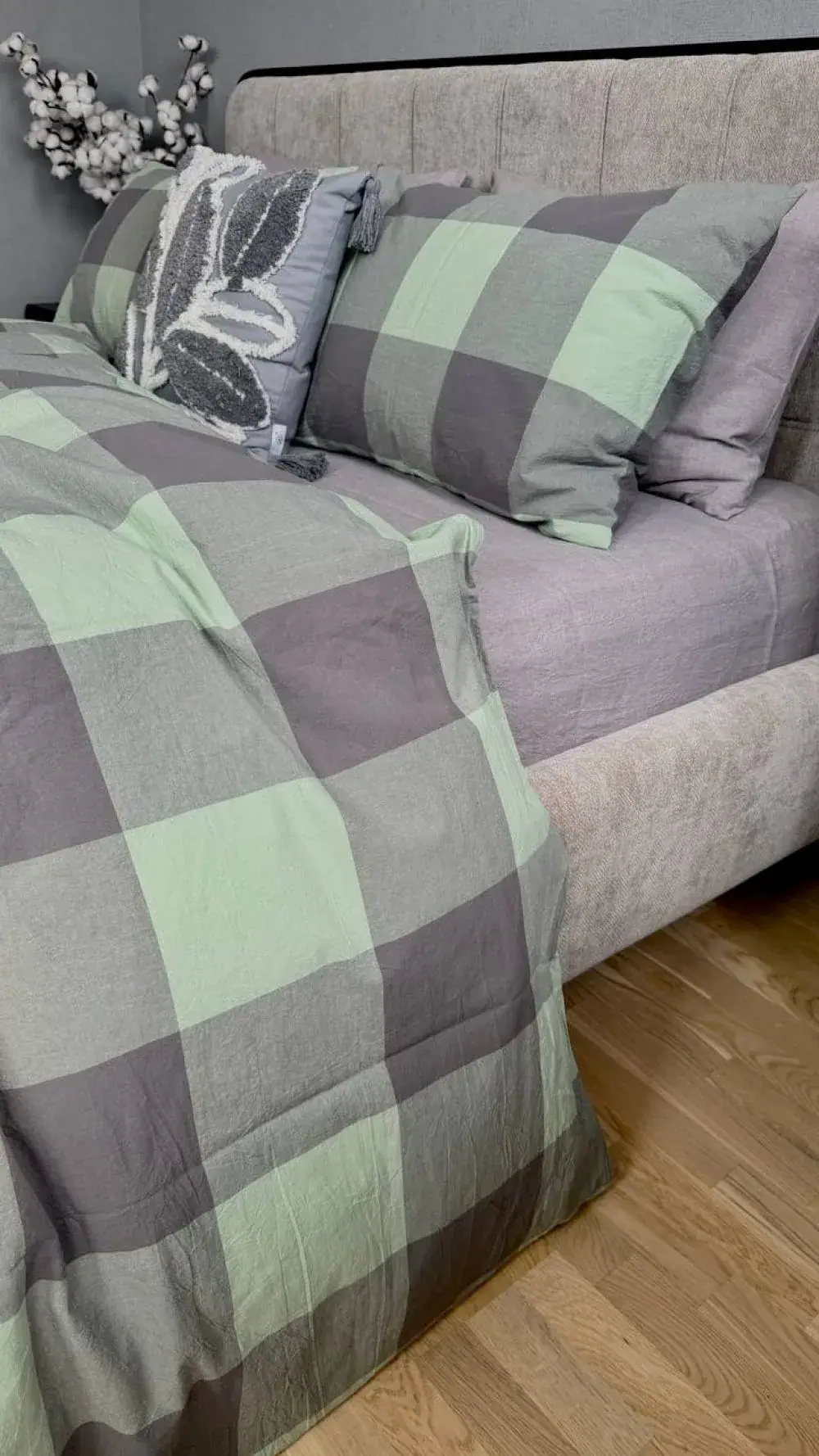 Комплект постільної білизни Green Kilt+Rock Gray з вареної бавовни (5)