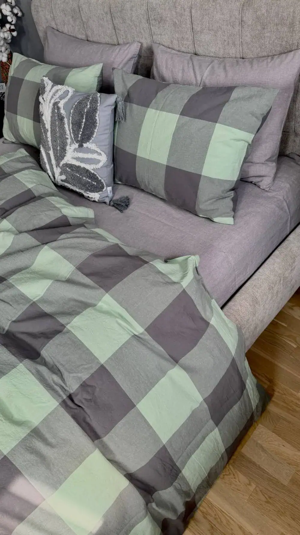 Комплект постільної білизни Green Kilt+Rock Gray з вареної бавовни (6)