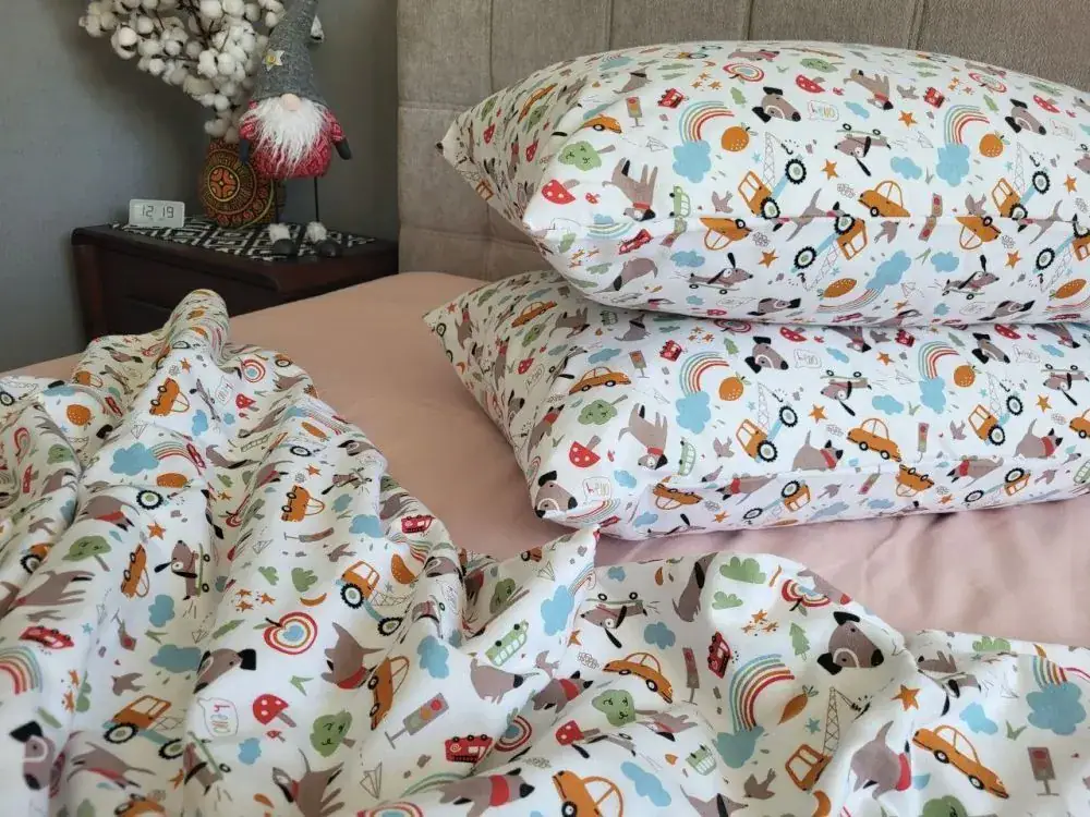 Дитяча постільна білизна з фланелі Пригоди/пудров., Turkish flannel (3)
