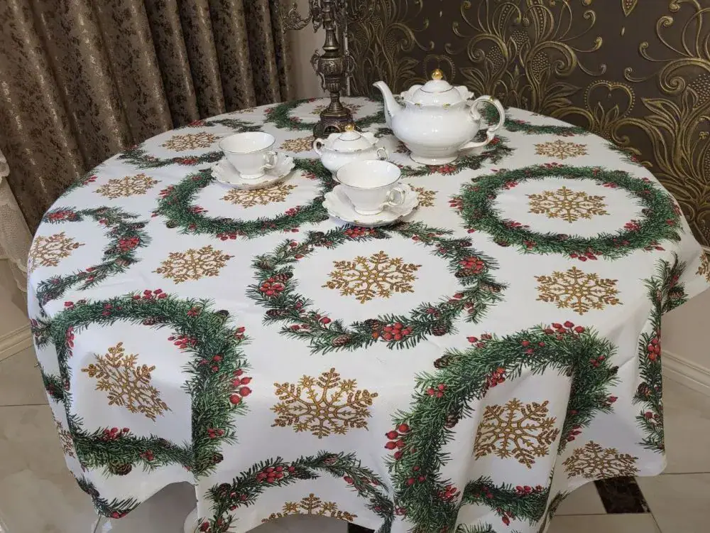 Кругла скатертина Різдво для кухні (3)