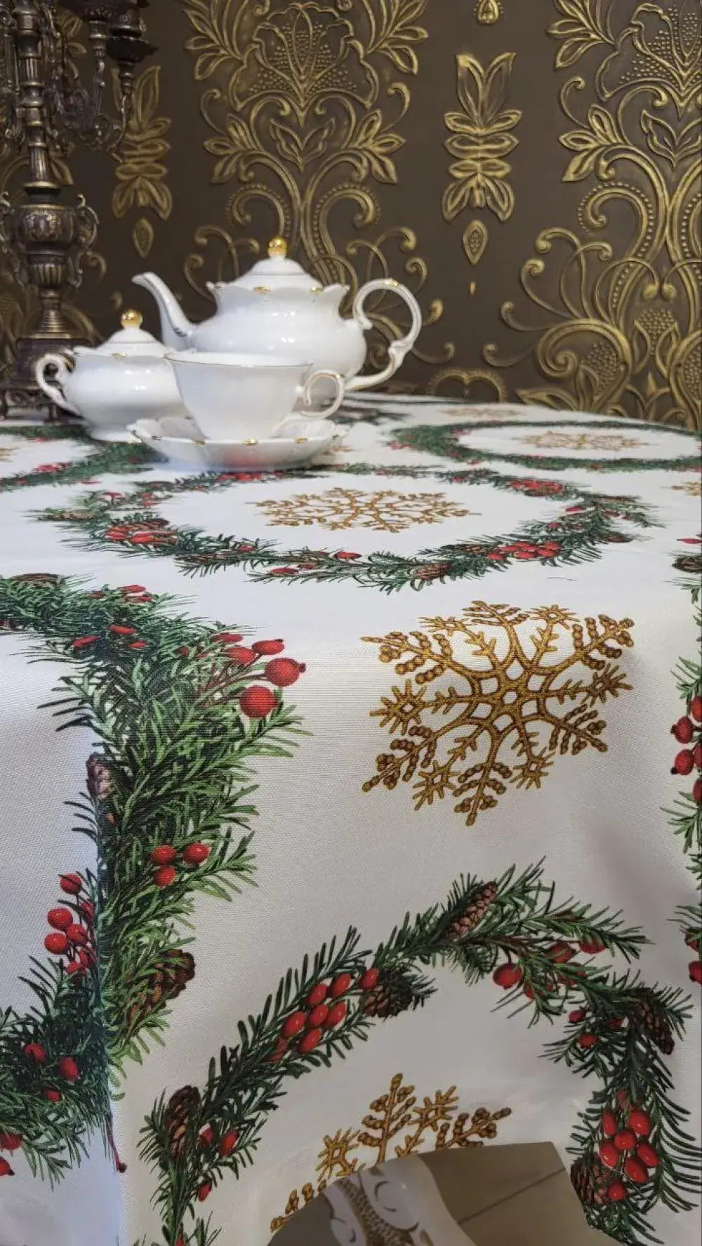 Овальна скатертина Різдво для кухні (4)