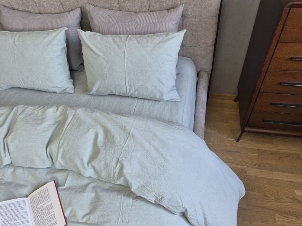 Елітна постільна білизна з вареної бавовни Light azure, Washed Cotton W1061 (2)