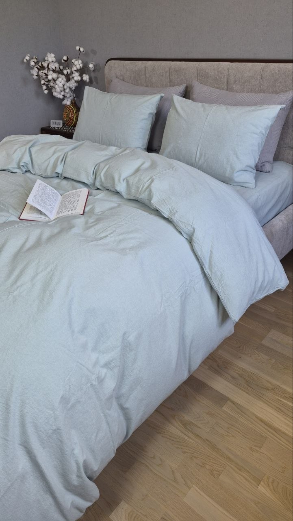 Елітна постільна білизна з вареної бавовни Light azure, Washed Cotton W1061 (5)