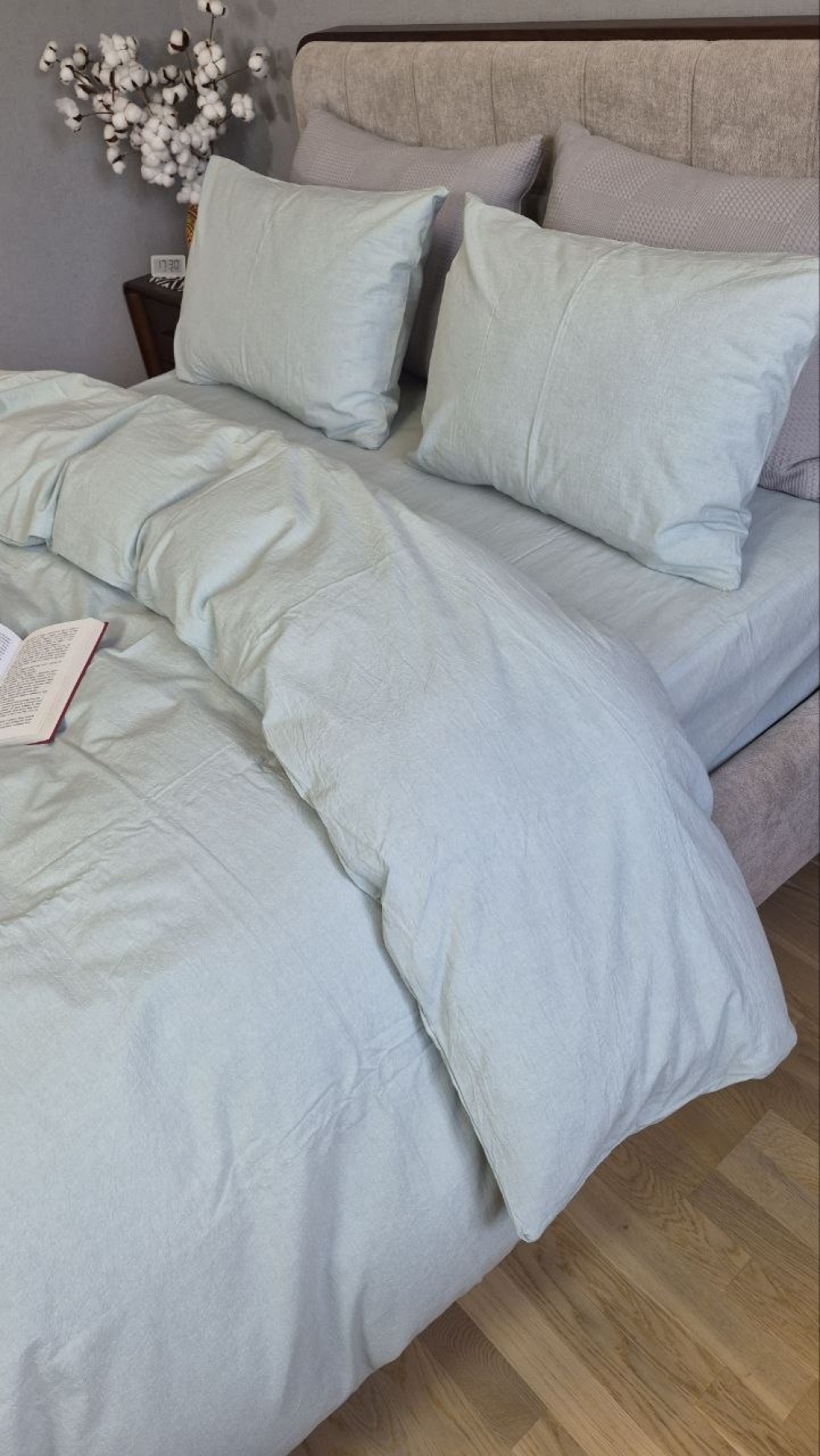 Елітна постільна білизна з вареної бавовни Light azure, Washed Cotton W1061 (6)