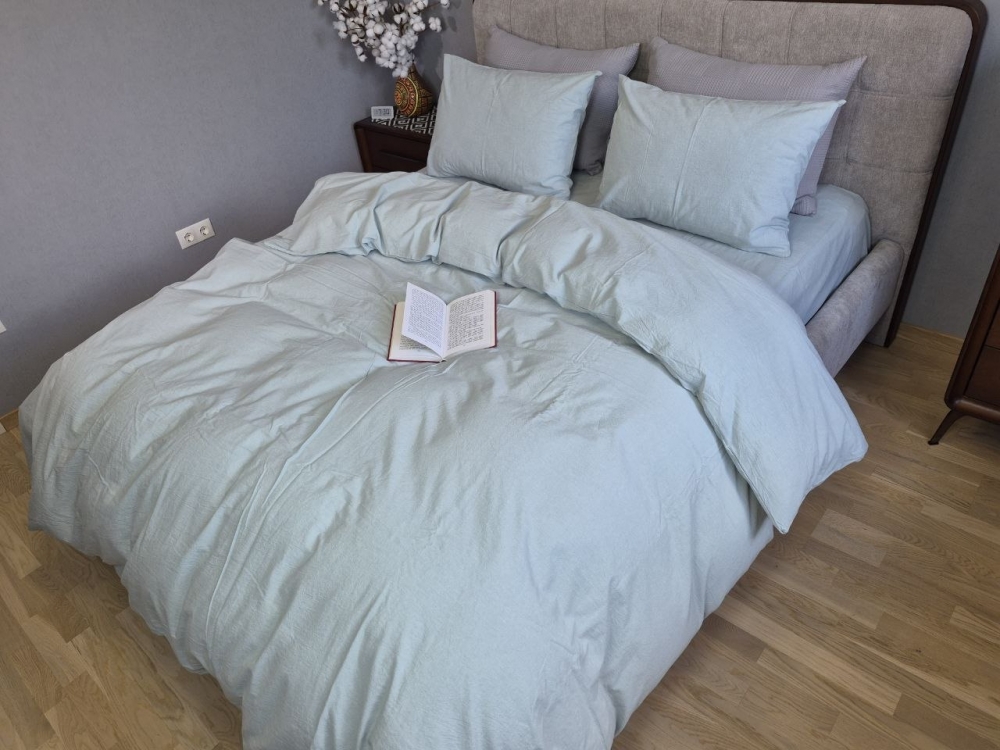 Елітна постільна білизна з вареної бавовни Light azure, Washed Cotton W1061 (7)