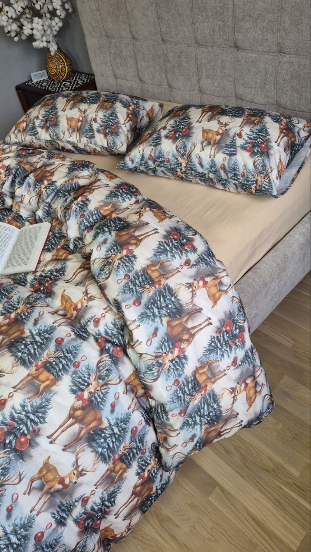 Постільна білизна з фланелі Олені NEW у бежевій пастелі, Turkish flannel 5D (6)