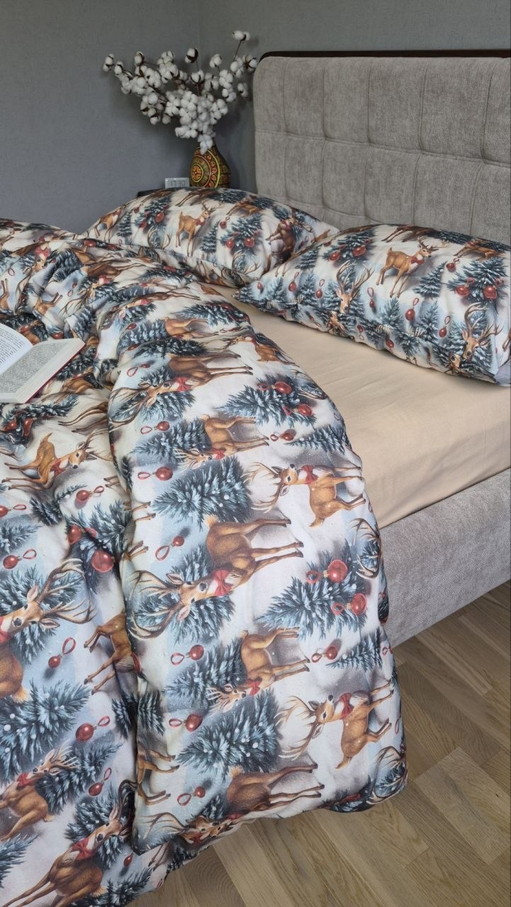 Постільна білизна з фланелі Олені NEW у бежевій пастелі, Turkish flannel 5D (7)