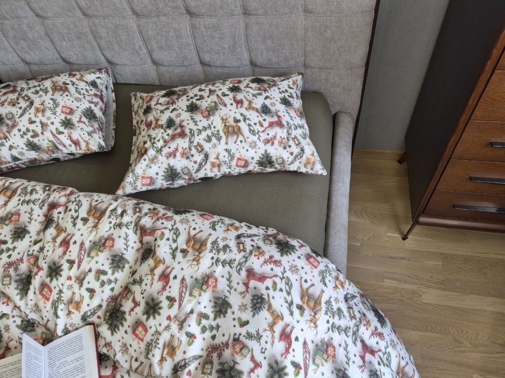 Постільна білизна фланель Різдвяні історії/хакі, Turkish flannel 5D (2)