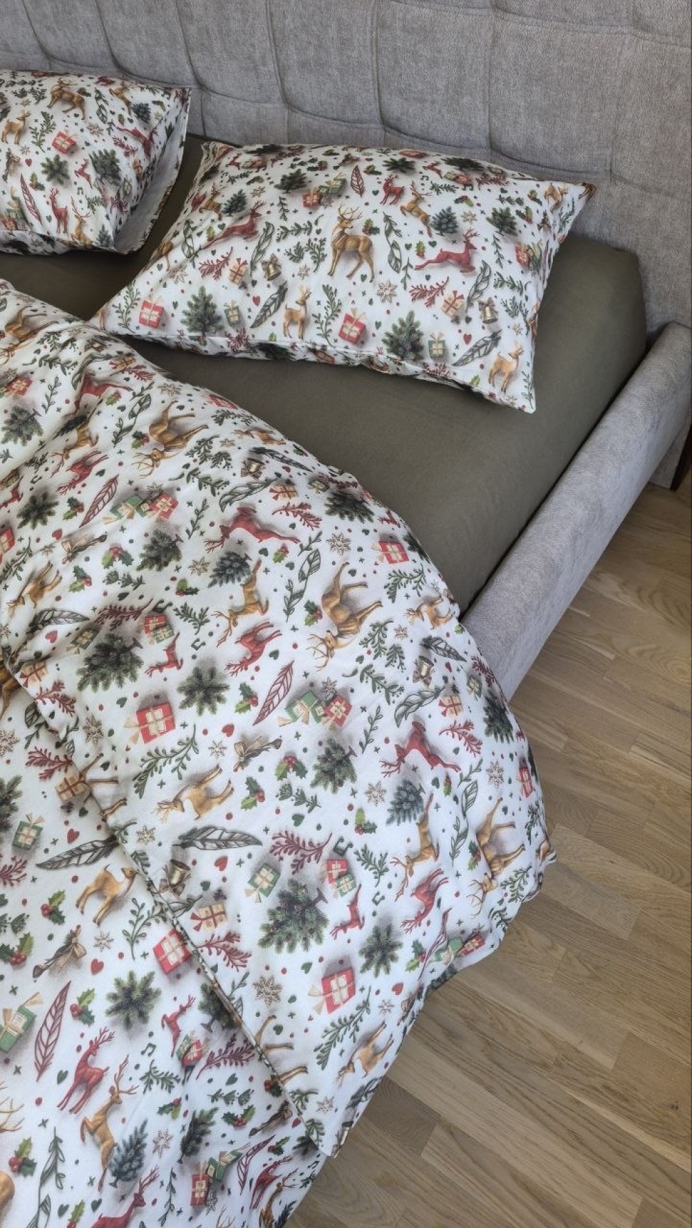 Постільна білизна фланель Різдвяні історії/хакі, Turkish flannel 5D (5)