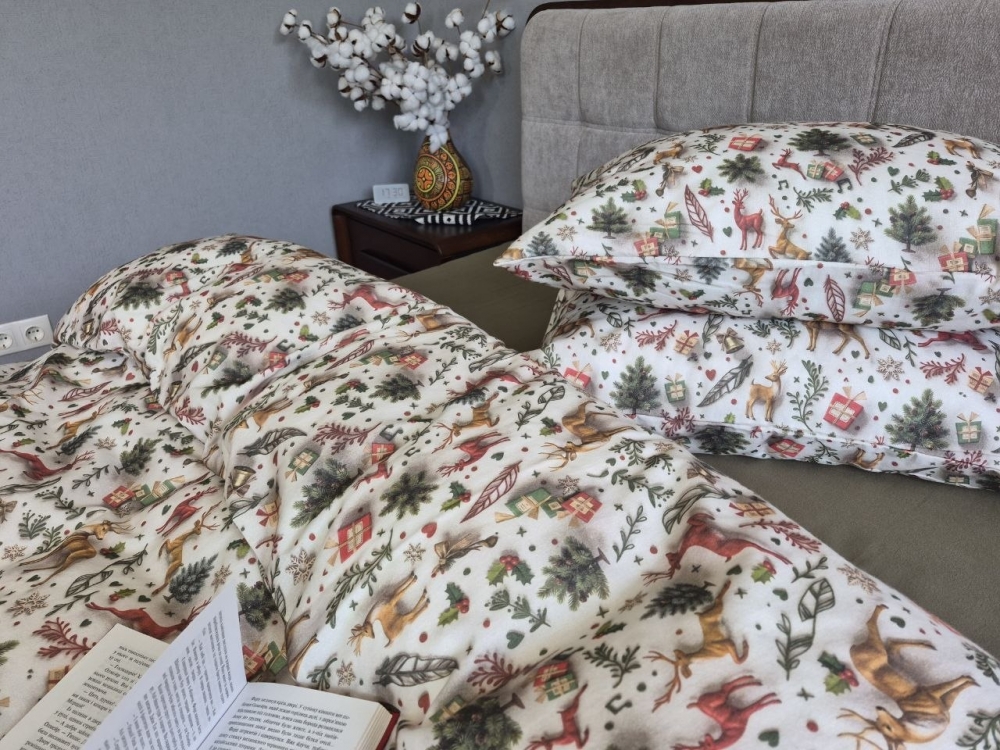 Постільна білизна фланель Різдвяні історії/хакі, Turkish flannel 5D (7)