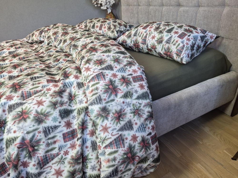 Постельное белье из фланели Елки/хаки Turkish flannel 5D (5)
