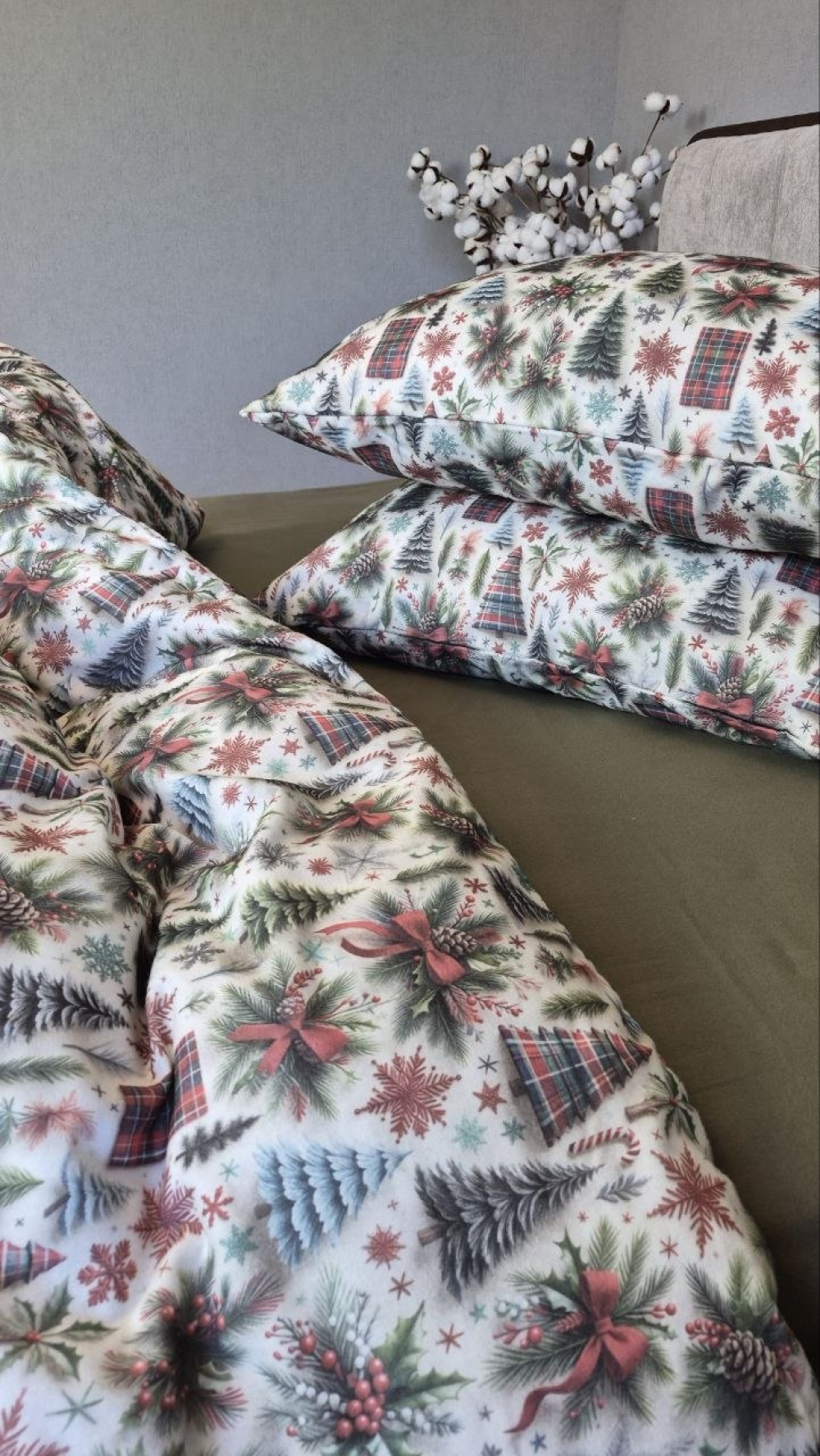 Постельное белье из фланели Елки/хаки Turkish flannel 5D (6)