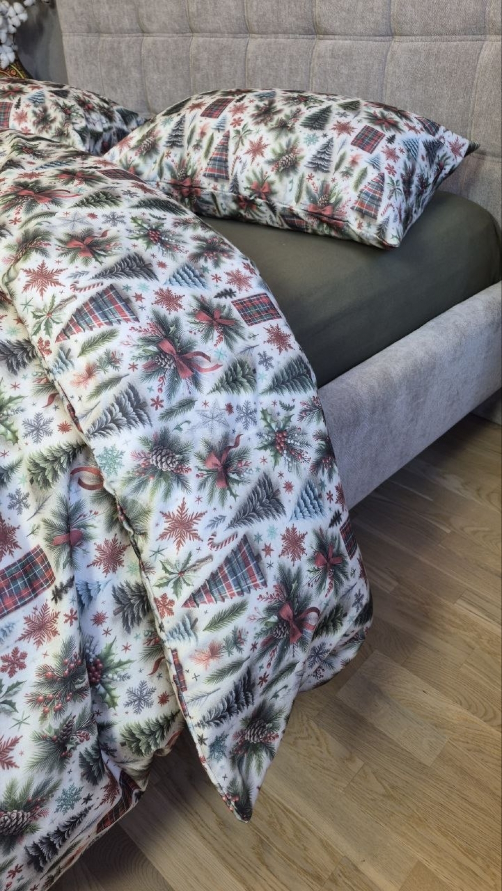 Постельное белье из фланели Елки/хаки Turkish flannel 5D (7)