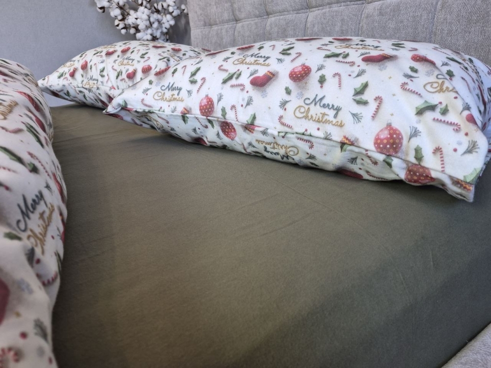 Постільна білизна з фланелі Святковий настрій/хакі Turkish flannel 5D (3)