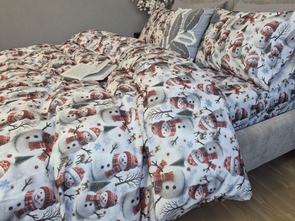 Постельное белье из фланели Снеговики Turkish flannel 5D (4)